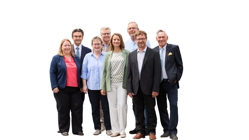 Für Damm und Strietwald in den Stadtrat: die Kandidaten Esther Pranghofer-Weide, Klaus Herzog, Nicole Ranker, Reinhard Paczesny, Anna-Christina Kaiser, Thomas Jungewelter, Uwe Flaton und Karl-Heinz Stegmann.